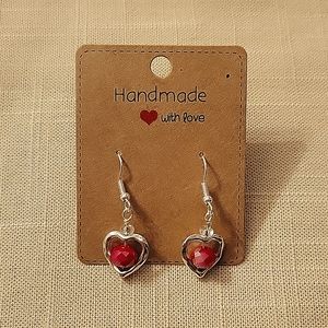 Red Heart Handmade Earrings